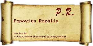 Popovits Rozália névjegykártya